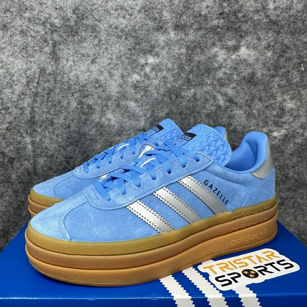 Adidas Gazelle Bold Shoes Womens Size 7 Blue Silver Platform Sneakers JI0327